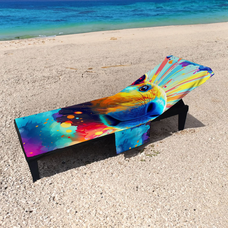 Colourful Capybara Painting - Sunbed Towel