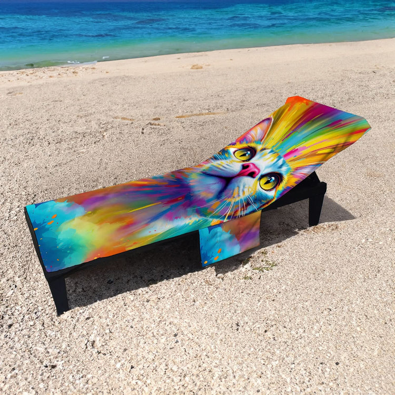 Colourful Cat Painting - Sunbed Towel