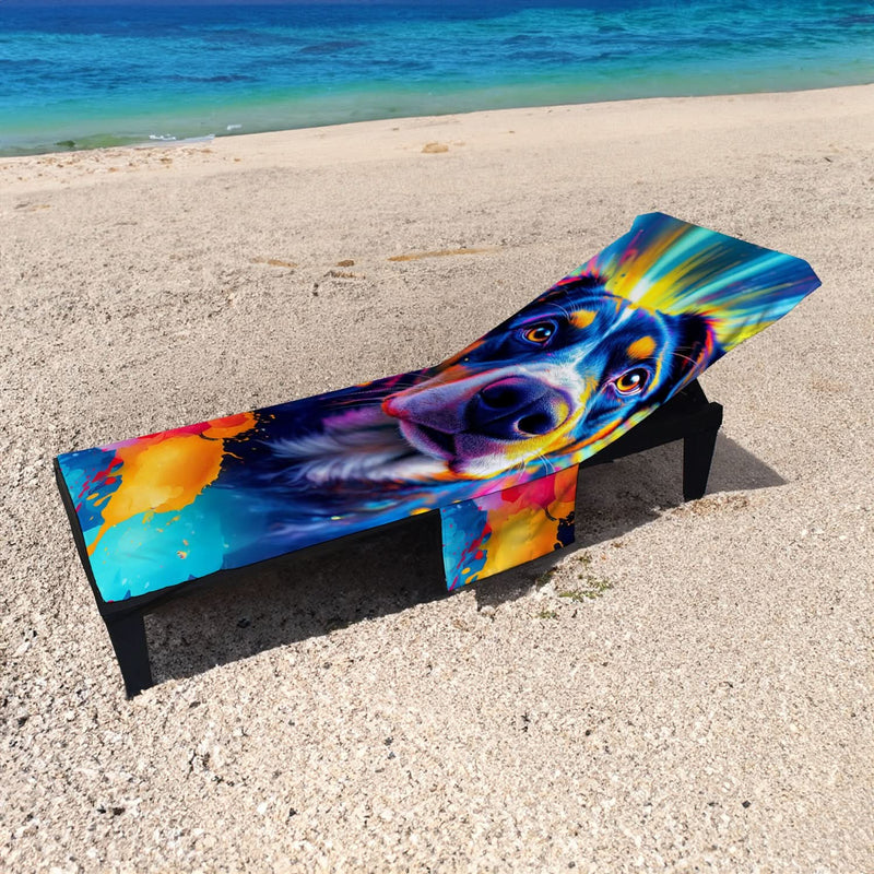 Colourful Dog Painting - Sunbed Towel