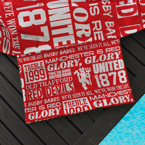 Manchester Red - Word Montage - Sunbed Towel