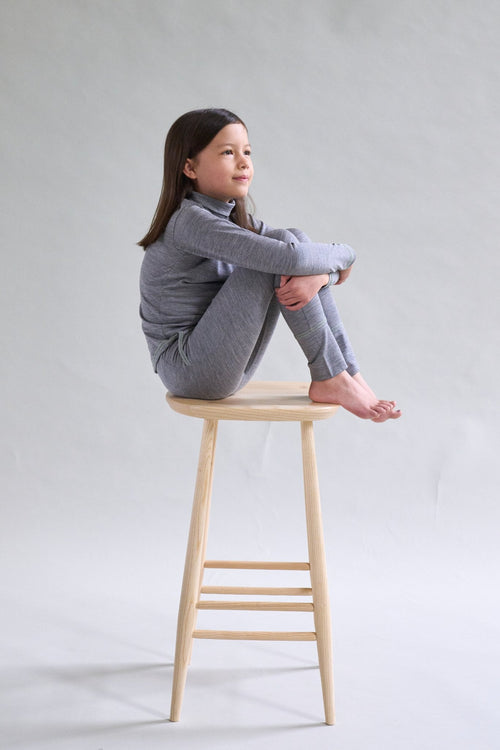 Merino Polo Neck, Grey Marle
