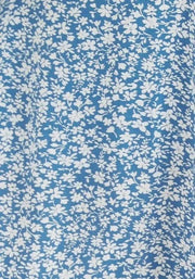 Kiyo Micro Blossom Print Midi Skirt In Blue