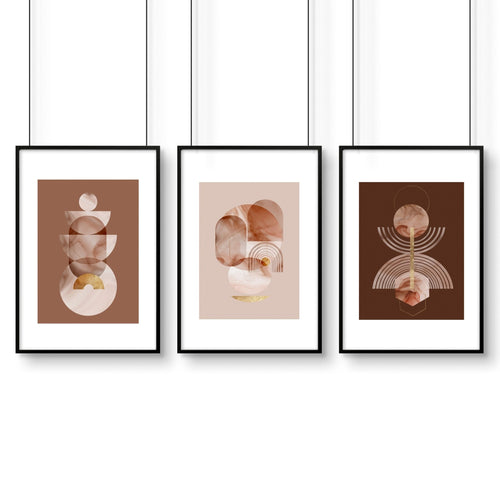 Mid Century Modern Art Work – Set of 3 Framed Prints