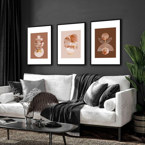 Mid Century Modern Art Work – Set of 3 Framed Prints