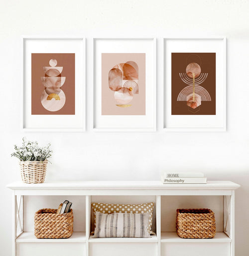 Mid Century Modern Art Work – Set of 3 Framed Prints