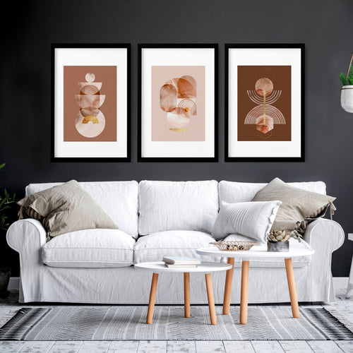 Mid Century Modern Art Work – Set of 3 Framed Prints