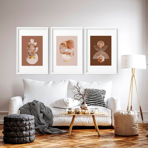 Mid Century Modern Art Work – Set of 3 Framed Prints