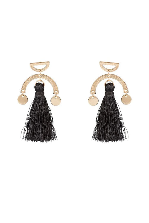 Millie Tassel And Brushed Gold Drop Earrings