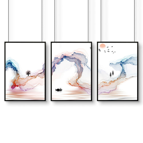 Minimal wall art | set of 3 Japanese wall art