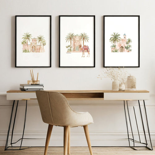 Modern Art Wall Decoration | Set of 3 Moroccan Inspired Wall art Prints