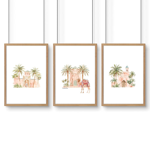 Modern Art Wall Decoration | Set of 3 Moroccan Inspired Wall art Prints