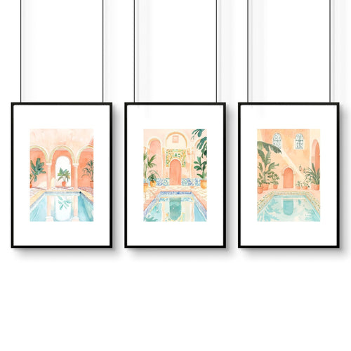 Modern Artwork Paintings | Set of 3 Beach Decor Wall art Prints