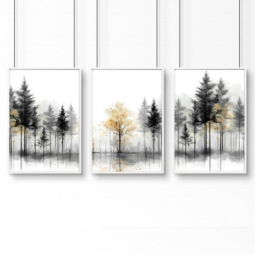 Modern Living Room Wall Art | Set of 3 Asian Inspired Wall art Prints