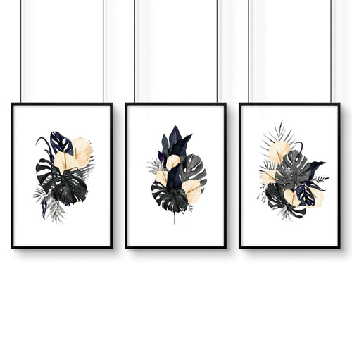 Tropical wall mural | set of 3 wall art prints