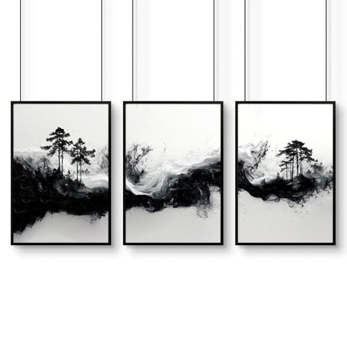 Modern Wall Art For Living Room | Set of 3 Asian Inspired Wall art Prints