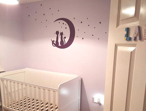 Cats Moon and Stars Nursery Wall Sticker