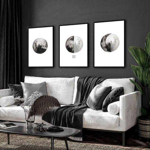 Moon wall art | set of 3 framed wall art prints
