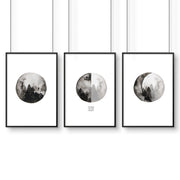 Moon wall art | set of 3 framed wall art prints