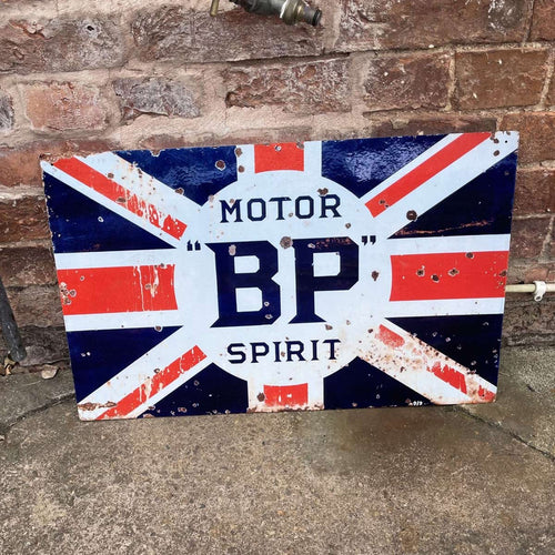 Vintage Union Jack Motor BP Spirit Metal Advertising Sign