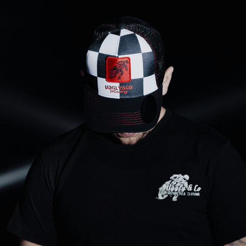 Chequered Flat Track Trucker Hat