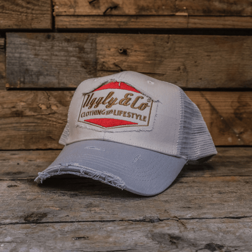 Silver & Grey Diamond Trucker Hat