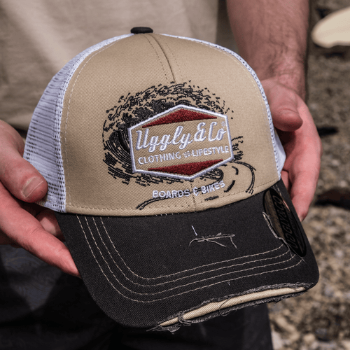 Beige Surf Diamond Trucker Hat