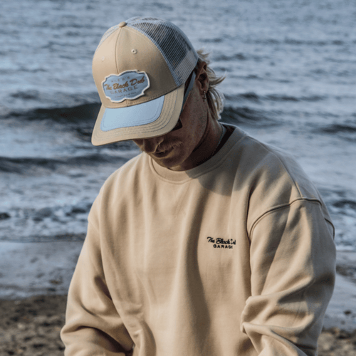 Beige & Sky Blue Black Dub Garage Trucker Hat