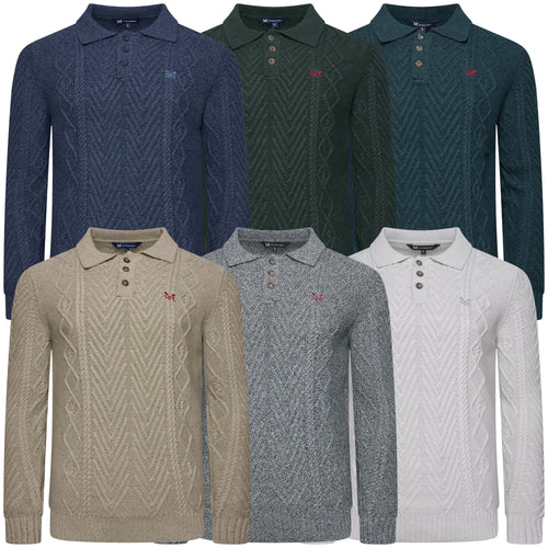 Crew Clothing Company Cable Knit Button Neck Jumper