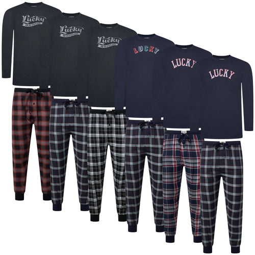 Lucky Brand Crew Neck & Closed Hem Flannel Pant Pyjama Set