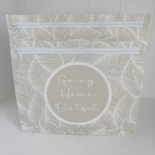 Hospital Bag Organiser Pouches - Unisex Beige Leaf Print