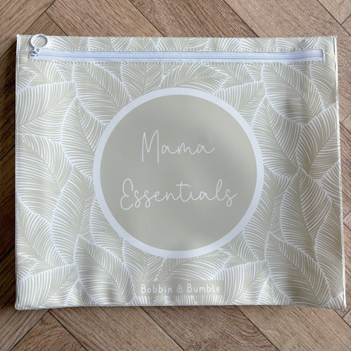 Hospital Bag Organiser Pouches - Unisex Beige Leaf Print