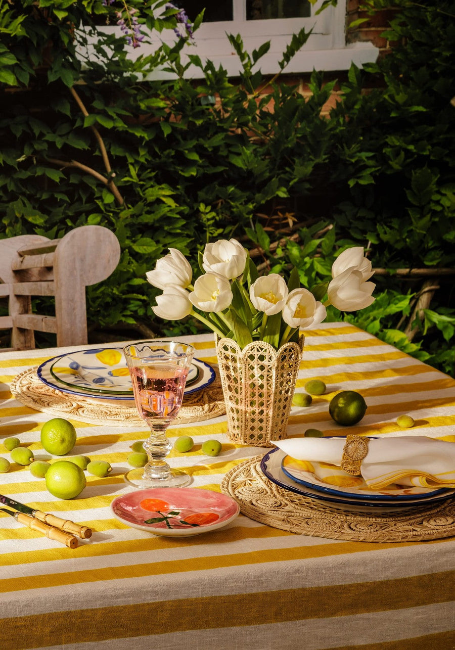 Atlántico Iraca Woven Napkin Ring, Yellow - Set of 4