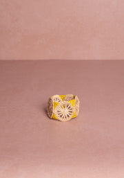 Atlántico Iraca Woven Napkin Ring, Yellow - Set of 4
