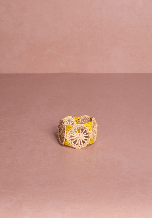 Atlántico Iraca Woven Napkin Ring, Yellow - Set of 4
