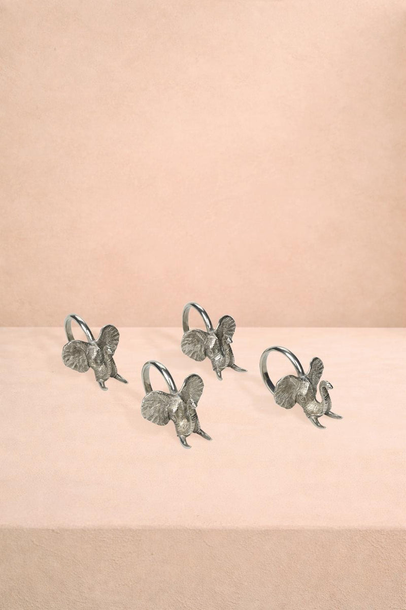 Elephant Safari Pewter Napkin Ring - Set of 4