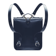 Handmade Leather City Backpack - Navy Blue