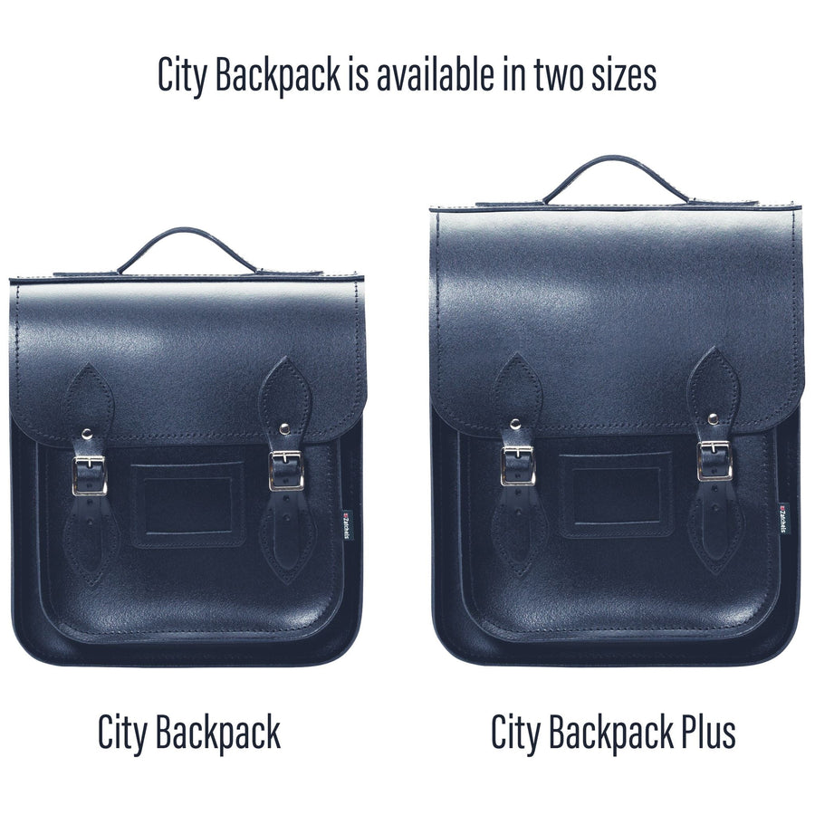 Handmade Leather City Backpack - Navy Blue
