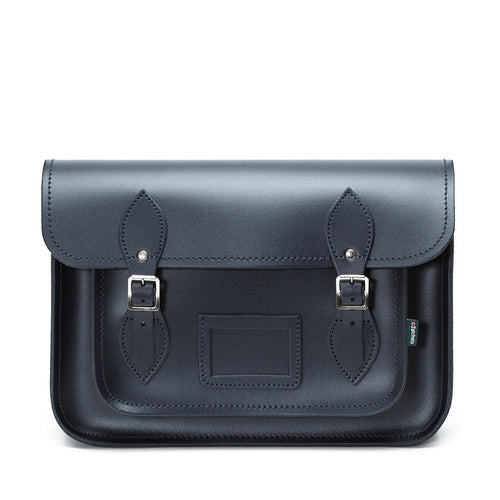 Handmade Leather Satchel - Navy Blue