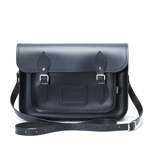 Handmade Leather Satchel - Navy Blue