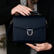 Handmade Leather Sugarcube Handbag - Navy