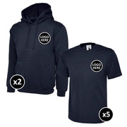 Uneek Hoodie & T-Shirts Bundle Inc Logo - 7 Items