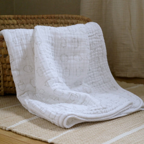 Cotton Muslin Baby Blanket - Rainbow or Woodland