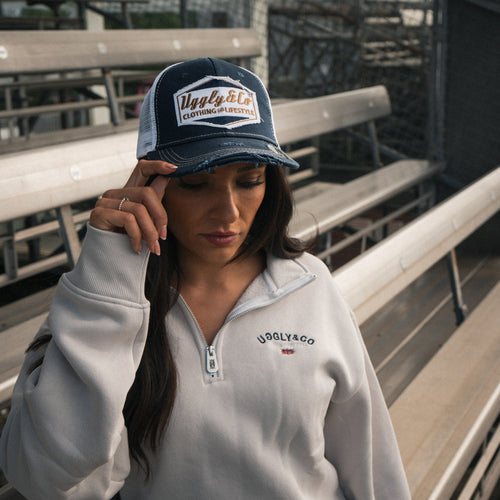 Night Blue & Gold Diamond Trucker Hat