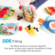 Nom Nom Kids Reusable Food Pouches 140ml Animal Pouches 4 Pack