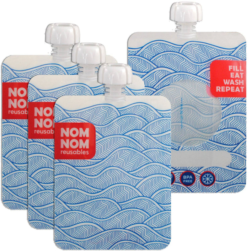 Nom Nom Kids Reusable Yogurt and Smoothie Pouches 4 Pack 250ml