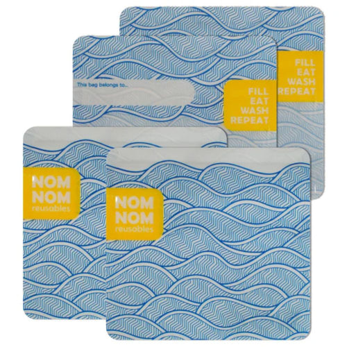 Nom Nom Reusable Snack Bags x 4 | Wave Design