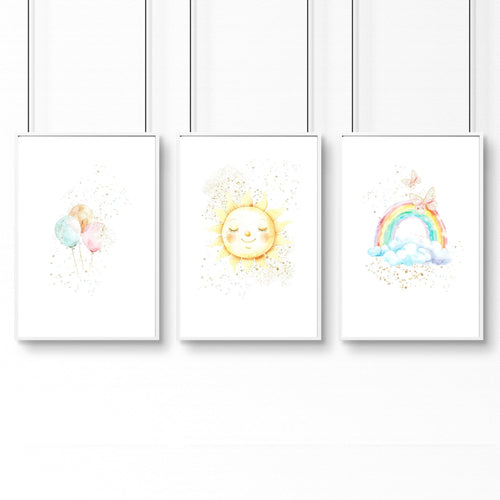 Nursery Rainbow Decor | Set of 3 wall art prints