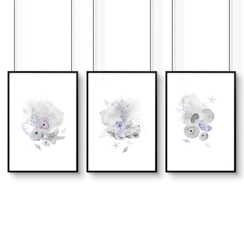 Office wall decor | set of 3 Modern Coastal wall art prints