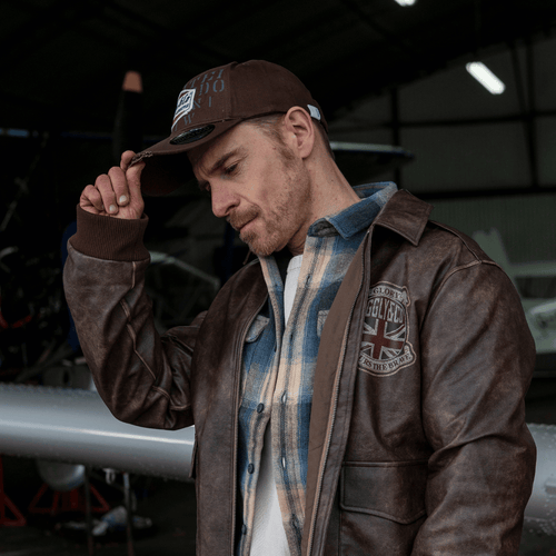 Brown 'Aviation' Diamond Trucker Hat