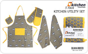OLIVIA ROCCO Kitchen Sets With Apron Double Oven Gloves Towel Set Oven Mitts Pot Holder